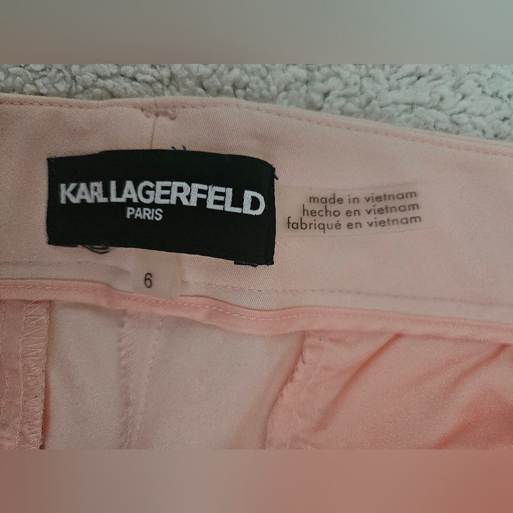 KARL LAGERFELD PARIS Blush Pink Cropped Trousers | SZ 6 - Picture 10 of 11